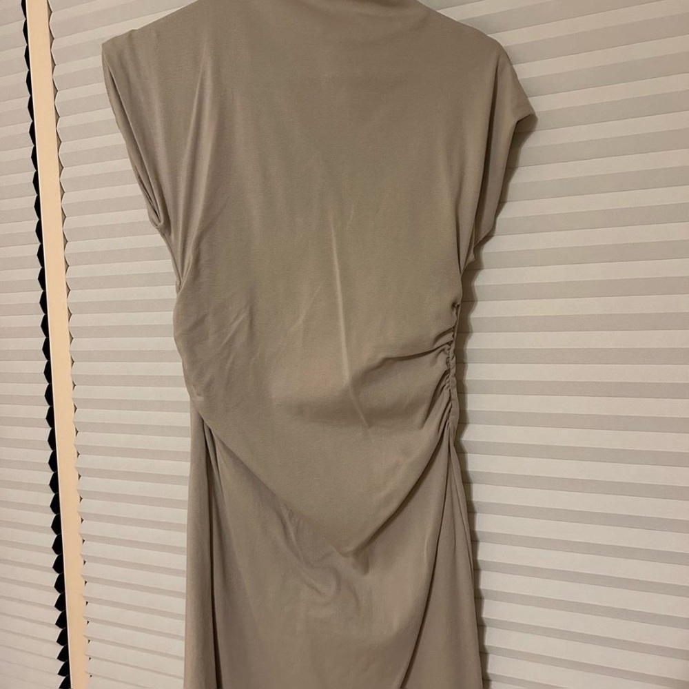 Stradivarius Asymmetrical Tan Dress